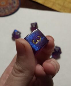 Chessex Dice Polyhedral 7-Die Borealis Set - Royal Purple with Gold Numbers CHX-27467 30 611 oPc 6BL