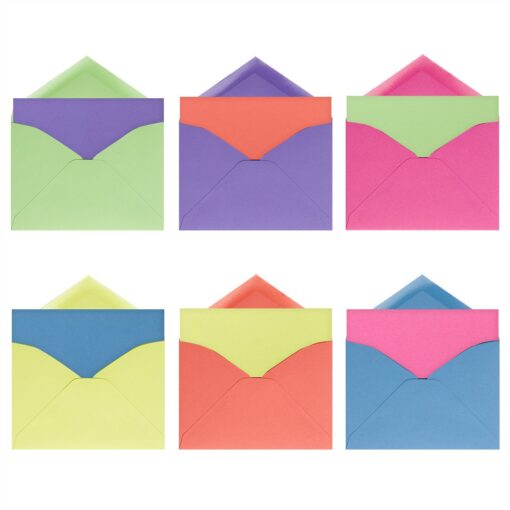 Neon Brights Note Cards / 36 Blank Colorful Greeting Cards And Envelopes Pack / 6 Bright Paper Colors/DIY 3 1/2" x 5" Cards Neon Brights