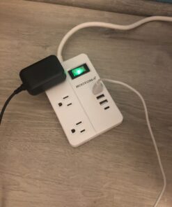 2 Prong Extension Cord with USB-C, ROOTOMA 2 Prong to 3 Prong Outlet Adapter, 3 Outlet & 4 USB Charging Station, 3 Prong Adapter 4ft, Non-Grounded, for Polarized Two Prong Outlet, Old House, White 4ft-2pin 40 6115f xIXSL