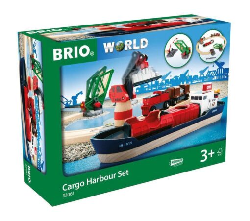 BRIO World - 33061 Cargo Harbor Set | 16 Piece Toy Train with Accessories and Wooden Tracks for Kids Ages 3 and Up