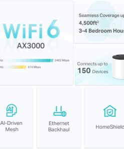 Alternative view of TP-Link Deco AX3000 WiFi 6 Mesh System - Covers up to 4500 Sq.Ft, Replaces Wireless Router and Extender, 3 Gigabit Ports per Unit, Supports Ethernet Backhaul (Deco X55, 2-Pack) 2 Pack