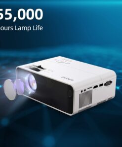 Movie Projector, SMONET 1080P HD Projector 7500L Home Projector Video TV Projector Mini Portable LED Projector Outdoor Indoor Wall Compatibale with TV Stick Laptops PC PS5 HDMI USB A-White 30 611AIoh0GcL