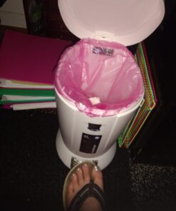 simplehuman Compact Round Bathroom Step Trash Can, 6 Liter / 1.6 Gallon, White Plastic 50 611CWFVPW3L