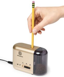 OfficeGoods Electric Pencil Sharpener - Battery or Cord Powered Portable Sharpener - Perfectly Sharpens Colored Pencils, Drafting Pencils for Artists, Office, School & Home - Gold 19 611DtMFhzVS
