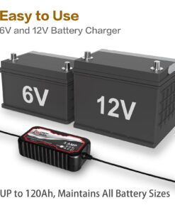 FOVAL 5A Smart Car Battery Charger, 6V and 12V Battery Charger Automotive, Battery Maintainer, Trickle Charger for Motorcycle, Float Charger for Cars, Trucks, SUVs, Boat, Lawn Mower, RV, ATV 11 611HDLkBnEL