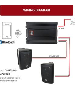 Dual Electronics DBTMA100 Black Micro 2 Channel Class-D Amplifier | 3.5 mm AUX Input | Stereo RCA Outputs | 100 Watts Peak Power | Up to 100ft of Wireless Bluetooth Range Bluetooth Amplifier 27 611IIZPO4AL