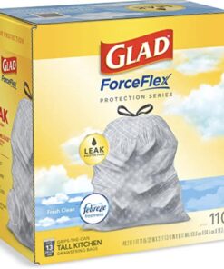 Glad ForceFlex Tall Kitchen Drawstring Trash Bags, 13 Gal, Fresh Clean Scent with Febreze, 110 Ct 110 Count (Pack of 1) 38 611JPF0hKL