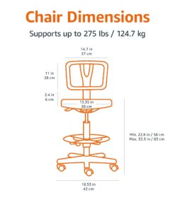 Amazon Basics Mid-back Mesh Office Drafting Chair Stool with Adjustable Footrest, Black No Arms 37 611KEQswP L