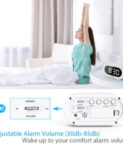 REACHER Small LED Digital Alarm Clock with Snooze, Simple to Operate, Full Range Brightness Dimmer, Adjustable Alarm Volume, Outlet Powered Compact Clock for Bedrooms, Bedside, Desk, Shelf(White) White Digit 25 611Kh6jN2jL