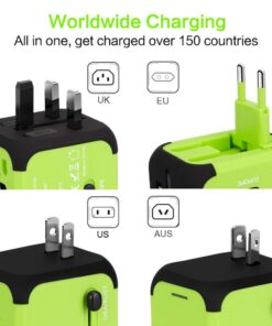 Travel Adapter Uppel Dual USB All-in-one Worldwide Travel Chargers Adapters for US EU UK AU About 152 Countries Wall Universal Power Plug Adapter Charger with Dual USB and Safety Fuse (Green) Green 15 611Mu8q8RuL
