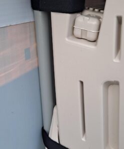 Confer Plastics 7200 Roll Guard 48" to 56" Adjustable A Frame Safety Ladder for Above Ground Outdoor Patio Swimming Pool Platform Ladder with Step Barrier, Warm Grey 47 611MzoDBFqL