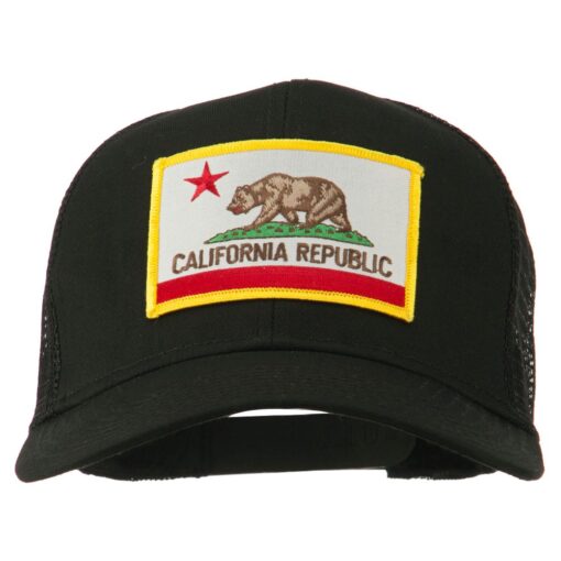 e4Hats.com California State Flag Patched Twill Mesh Cap One Size Black