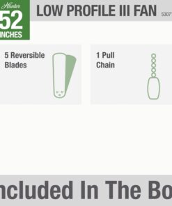 Hunter Fan Company Low Profile 52-inch Indoor Antique Pewter Traditional Ceiling Fan Without Light Kit, Includes Pull Chains, and Reversible WhisperWind Motor Antique Pewter finish 15 611NWSv0TtL