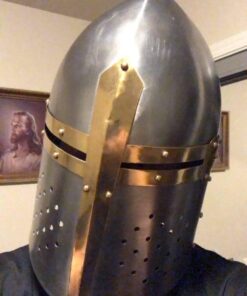 Deco 79 Metal Medieval Knight Crusader Helmet, 9" x 9" x 13", Silver 9" x 9" x 13" 27 611P719AUXL