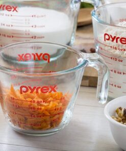 Pyrex 3 Piece Glass Measuring Cup Set, Includes 1-Cup, 2-Cup, and 4-Cup Tempered Glass Liquid Measuring Cups, Dishwasher, Freezer, Microwave, and Preheated Oven Safe, Essential Kitchen Tools 23 611Phb3QRsL