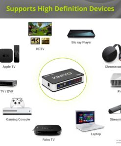 Kinivo HDMI Switch 4K HDR 301BN (3 in 1 Out, 4K 60Hz HDR, HDMI 2.0, High Speed 18Gbps, IR Remote, HDCP) - Compatible with Roku, PS5, Xbox, Apple TV, Nintendo Switch, Cable Box 3-PORT 29 611Rd6GP rL