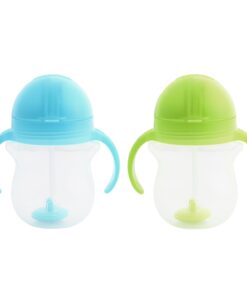 Munchkin® Any Angle™ Weighted Straw Trainer Cup with Click Lock™ Lid, 7 Ounce, 2 Count (Pack of 1), Blue/Green 2 Count (Pack of 1) 18 611RxMy7umL