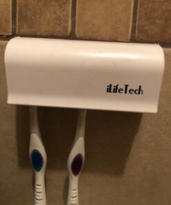 iLifeTech Hands Free Toothpaste Dispenser, Bathroom Toothbrush Holder, Automatic Toothpaste Squeezer and Holder Set (5 Brush Holder), White 36 611TTMt4zQL