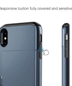 SAMONPOW iPhone X Case, iPhone 10 Case,Hybrid iPhone X Wallet Case Card Holder Shell Heavy Duty Protection Shockproof Anti Scratch Soft Rubber Bumper Cover Case for iPhone X 5.8 inch Dark Blue 15 611Tg2ucKJL