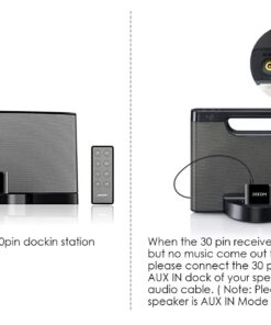 ZIOCOM 30 Pin Bluetooth Adapter Receiver for Bose iPod iPhone SoundDock and Other 30 pin Dock Speakers with 3.5mm Aux Cable(Not for Car and Motorcycles), Black 32 611VcrHWnL