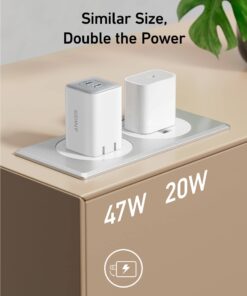 Anker 47W USB C Charger (Nano 3), 2 Port Compact Foldable GaN Fast Charger for iPhone 15/15 Plus/15 Pro/15 Pro Max/14, Galaxy, Pixel 4/3, iPad/iPad Mini (Cable Not Included) - White White 13 611b4JDDKlL
