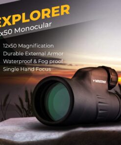 Wingspan Optics Explorer High Powered 12X50 Monocular. Bright and Clear. Single Hand Focus. Waterproof. Fog Proof. For Bird Watching, or Watching Wildlife. Daytime Use. Formerly Polaris Optics 25 611bUVXuSeL