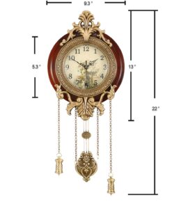 Aero Snail Dia 9-inch Retro Style Vintage Wood Indoor Wall Clock with Swinging Pendulum (Requires 2 AA Batteries for Clock Hands and Pendulum) Floral Face 21 611bYyAwCL