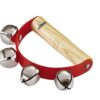 Nino Percussion Kids’ Sleigh Bells for Christmas Caroling, School Band Performances, and Classroom Percussion Music Settings-Four Steel Jingles with Wooden Grip, 2-Year Warranty (NINO962)