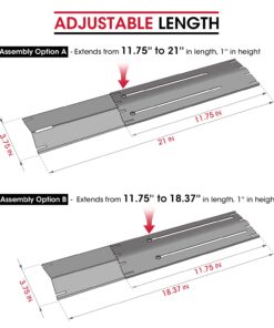 Unicook Universal Replacement Heavy Duty Adjustable Porcelain Steel Heat Plate Shield, Heat Tent, Flavorizer Bar, Burner Cover, Flame Tamer for Gas Grill, Extends from 11.75" up to 21" L, 4 Pack 20 611eQzv9aWL