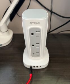 TROND Surge Protector Power Strip Tower - Flat Plug 6 ft Extension Cord with 12 Multiple Outlets, 4 USB Ports(1 USB C), Multi Plug Charging Tower, 1700J, for Home Office Supplies, Dorm Room Essentials 40 611ekPX2I7L