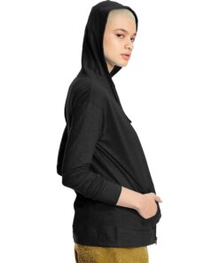 Hanes Women’s Slub Knit Hoodie, Women’s Zip-Front Hoodie, Women’s Cotton Jersey Hoodie, Knit Cotton Jacket Large Black 12 611jgUXe2aL