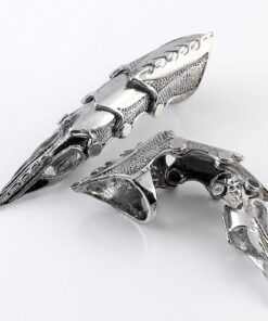 PiercingJ Men's Knuckle Joint Full Finger Double Ring Punk Rock Gothic Hinged Activity Rings Halloween Cosplay Costume Accessories Jewelry Armor#07 31 611kFQ2mVGL
