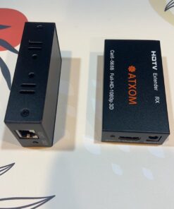 ATXOM HDMI Over Ethernet Extender, Over Cat 5e/6/7 LAN Cable, Up to 200Ft, Full HD 1080P @ 60HZ, EDID Copy, Dolby Digital/DTS Compatible, High Resolution Signal, POC Transmitter and Receiver 65 611mILr6tGL