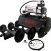 Vixen Horns Train Horn Kit for Trucks/Car/Semi. Complete Onboard System- 150psi Air Compressor, 2 Gallon Tank, 3 Trumpets. Super Loud dB. Fits Vehicles like Pickup/Jeep/RV/SUV 12v VXO8560/3418B 8 611mT5cc0OL
