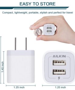 Alternative view of USB Wall Charger, Charger Adapter, AILKIN 2-Pack 2.1A Dual Port Quick Charger Plug Cube for iPhone 15 14 13 12 11 Pro Max 10 SE X 8 7 Plus Samsung Galaxy S23 S22 Power Block Fast Charging Box Brick White
