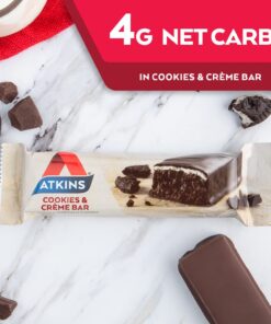 Atkins Cookies & Creme Protein Meal Bar, High Fiber, 13g Protein, 2g Sugar, 4g Net Carb, Meal Replacement, Keto Friendly, 5 Count 20 611n1Zc5ZHL 1