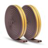 Keliiyo Door Weather Stripping, Window Seal Strip for Doors and Windows - Self-Adhesive Foam Weather Strip Door Seal Strip Insulation Gap Blocker Epdm D Type 66ft(20m) 2 Pack (Brown) #03Brown