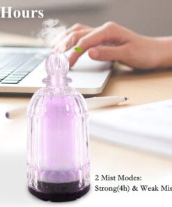 DOUDING Glass Essential Oil Diffuser Humidifier, Ultrasonic Aromatherapy Diffuser Cool Mist with Auto Shut-Off, 7 Colors Adjustable Diffuser for Home, Bedroom, Office, Yoga, 120ml(White Base) White Base 27 611oIGIK47L