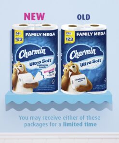Charmin Ultra Soft Cushiony Touch Toilet Paper, 24 Family Mega Rolls = 123 Regular Rolls (Packaging May Vary) 24 Count (Pack of 1) 30 611ozyT1rhL