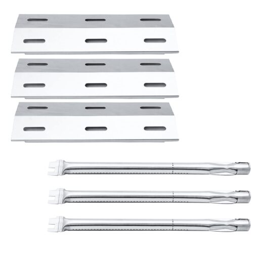 Hisencn Replacement Parts for Ducane 3100, 3200, 3400, 4100, 4200, 30400040, 30400042, 30400041, 30400046, Stainless Steel Burner Tube & Heat Plate for Ducane 3-Burner Gas Grill Replacement Parts 3 Burner+3 Heat plate