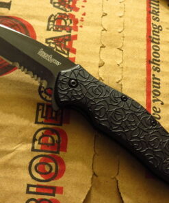 Kershaw Kuro Tanto Black Serrated Pocket Knife, 3.1” Steel Blade with Assisted Opening, Glass-Filled Nylon Handle with Deep-Carry Pocketclip, Small Folding Knife 35 611s3qPMFvL