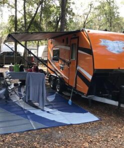 Stylish Camping 159183 9-feet by 18-feet Reversible Mat, Plastic Straw Rug, Large Floor Mat for Outdoors, RV, Patio, Backyard, Picnic, Beach, Camping (Blue/Grey) 9x18 Blue/Grey 25 611skOfvqL