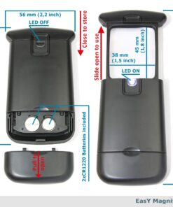 EasY Magnifier Small Pocket Magnifying Glass 3X with LED Light For Reading Fine Print; Mini Lighted Hand Held Acryl Lens; Read Lables In Stores; Magnify Glasses For Close Work;Helpful Gift For Seniors 33 611tjOiyerL