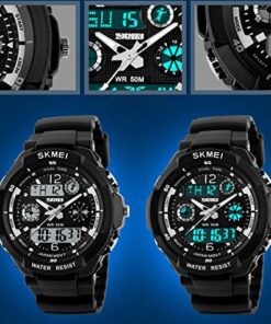 FANMIS Unisex Sports Watches Military Analog Digital Display Watch Multifunction Dual Time Alarm Stopwatch Backlight 50M Waterproof Outdoor Sports Watch black 13 611uIJP5vpL