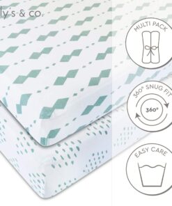 Alternative view of Fitted Crib Sheets - Flexible 100% Jersey Knit Cotton Toddler Mattress Cover for Girls & Boys - Grey Sage Diamond - 2 Pack Set