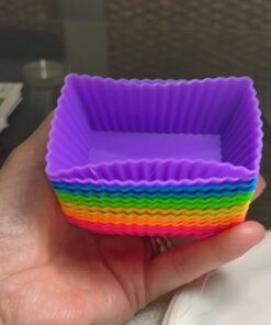 Pantry Elements Rectangular Silicone Cupcake Liners for Baking 12-Pack Reusable Non-Stick BPA Free Muffin Liners Baking Cups Molds for Baking, Bento Box Accessories, Moldes de Silicona Para Reposteria Rectangular 12-Pack Vibrant Rainbow Collection 35 611v2VtPBZL 1