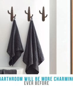 Comfify Set of 3 Hooks Cast Iron Cactus Double Wall Mounted Hooks/Hangers - Decorative Wall Mounted Hooks for Coats, Bags, Towels and More - w/Screws and Anchors Included - Brown 19 611wawtoNwL 1