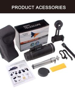 Monocular Telescope by MonoSee | Telescope for Phone, Binocular Scope - Ideal for Hiking, Night Vision, Site Seeing, Camping, Sports, Wildlife, Waterproof, Free Phone Attachment & 2 Tripods. 12x50 15 611y 2g4bL