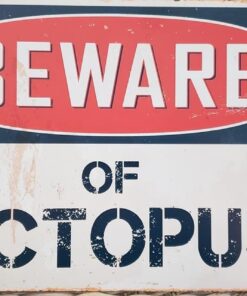 Beware Of Octopus 8” x 12” Vintage Aluminum Retro Metal Sign VS302 25 612 6OKAfgL