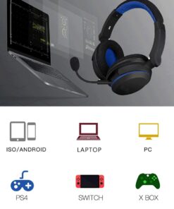 OONOL Gaming Headphones, Rotated Earmuffs, Retractable Microphone, Bass Sound, On Ear Wired Noise Cancelling Headset for PC, PS4, PS5, Xbox One, Switch, Laptop, 3.5MM Jack (Black) Black 24 612 Io 9CdL